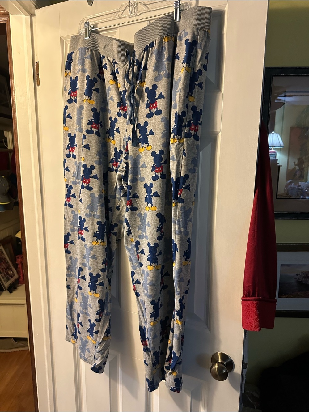 Disney Gray Mickey Mouse Print Joggers with Navy, Red & Yellow Accents